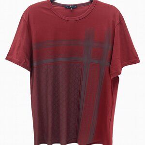 Vintage Gucci T-Shirt — Burgundy Geometric Pattern — Size XXL